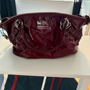 Coach Burgundy Patent Leather Handbag